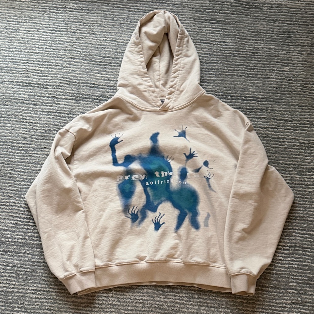 Aelfric Eden Beige and Blue Graphic Hoodie